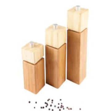 Pequeña botella de bambú de madera de especias / tarro con tapa rectangular